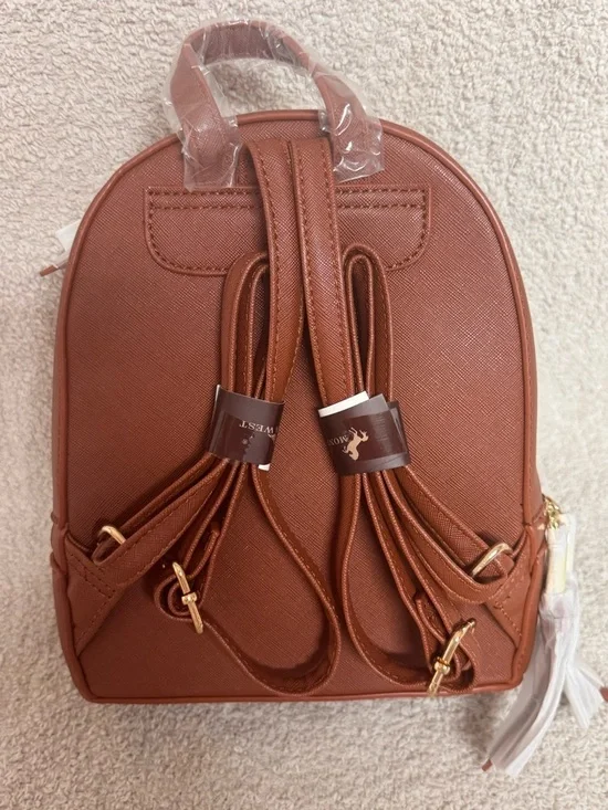 Montana West Mini Backpack - Rust Brown with Gold Hardware - Picture 2 of 2